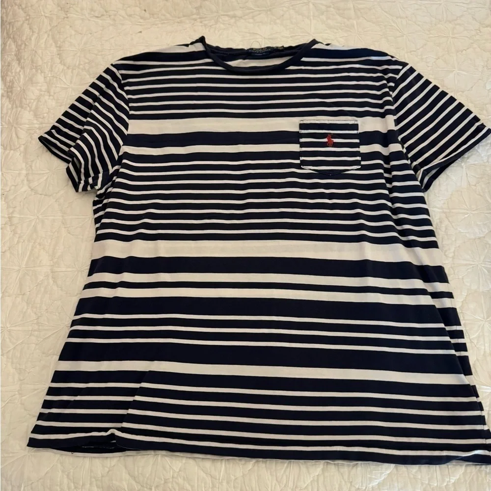 POLO Ralph lauren striped T shirt with pocket   Size XL